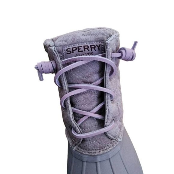 Sperry Womens Duck Boots Purple Ankle Low Heel Cuban Zip Lined Winter Fall 7 New - Picture 3 of 8